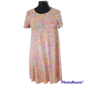 LuLaRoe Women's XXS Pink Short Sleeve Knee Length Dress Front Pocket